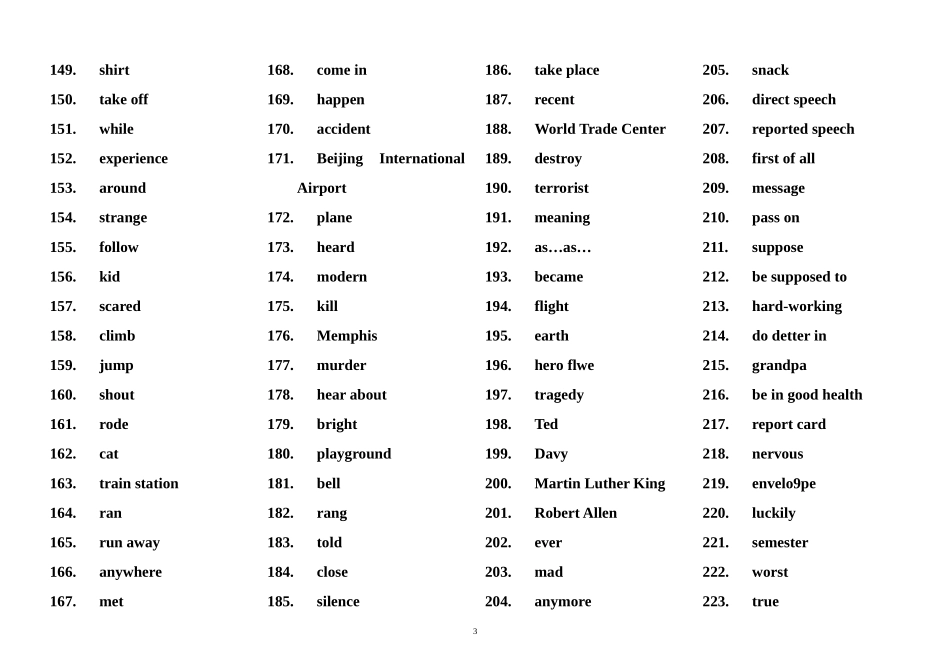 新目标八年级下单词词组练习卷(英译汉卷)_第3页
