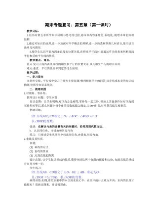 期末专题复习：相交线与平行线
