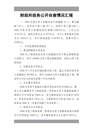财政所政务公开自查情况汇报