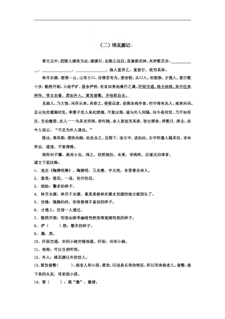 江苏省大丰市万盈二中九年级语文中考文言文复习：桃花源记