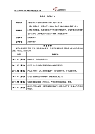 陆金花个人研修计划