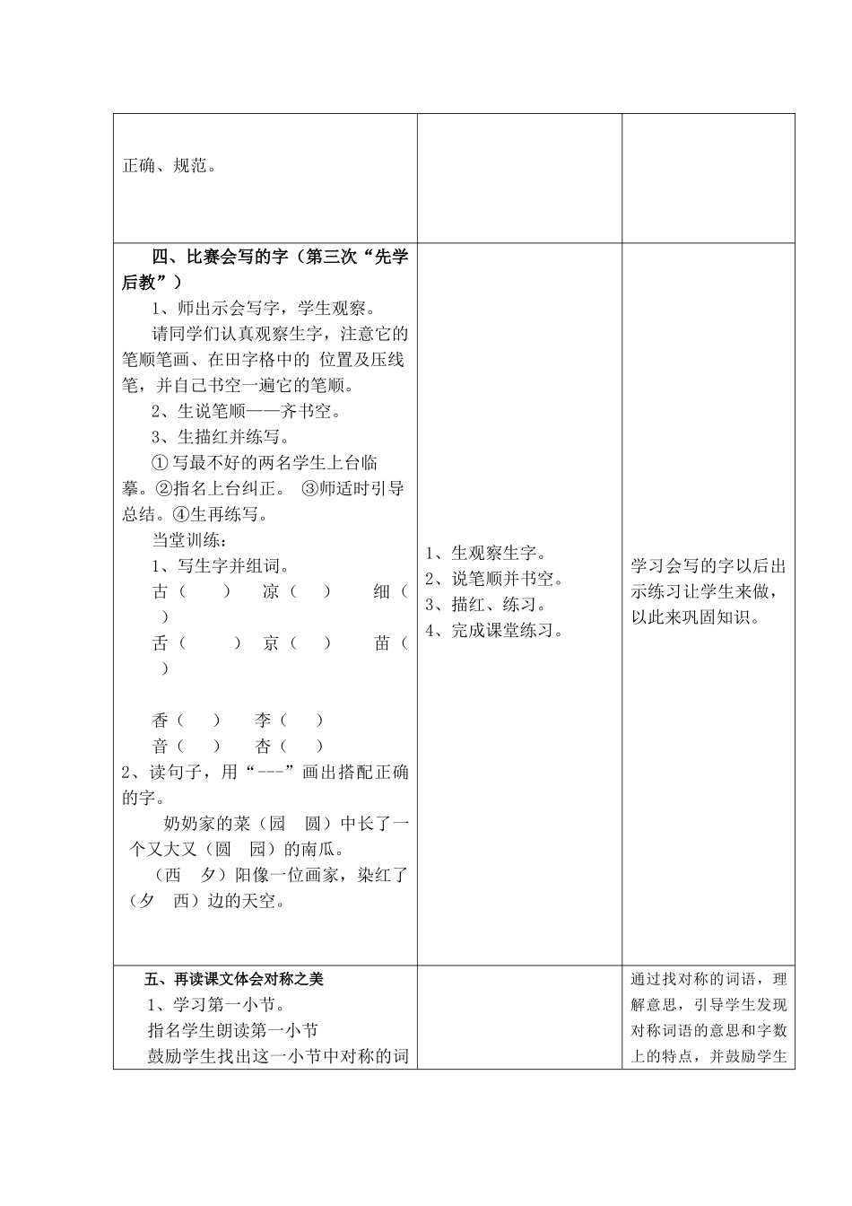 (部编)人教2011课标版一年级上册古对今教学设计_第3页