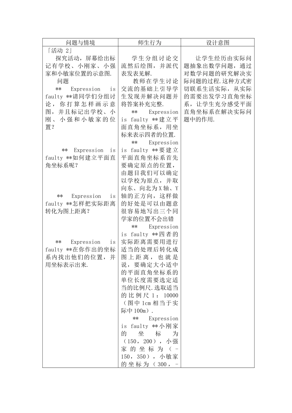 《用坐标表示地理位置》的探究活动_第1页