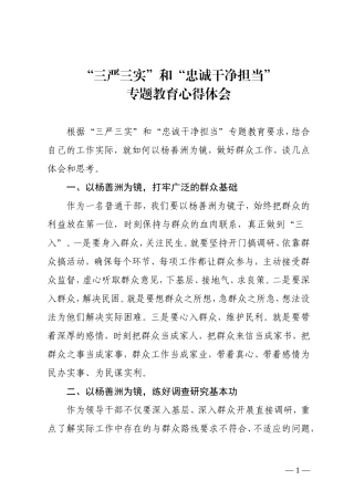 “三严三实”和“忠诚干净担当”专题教育心得体会