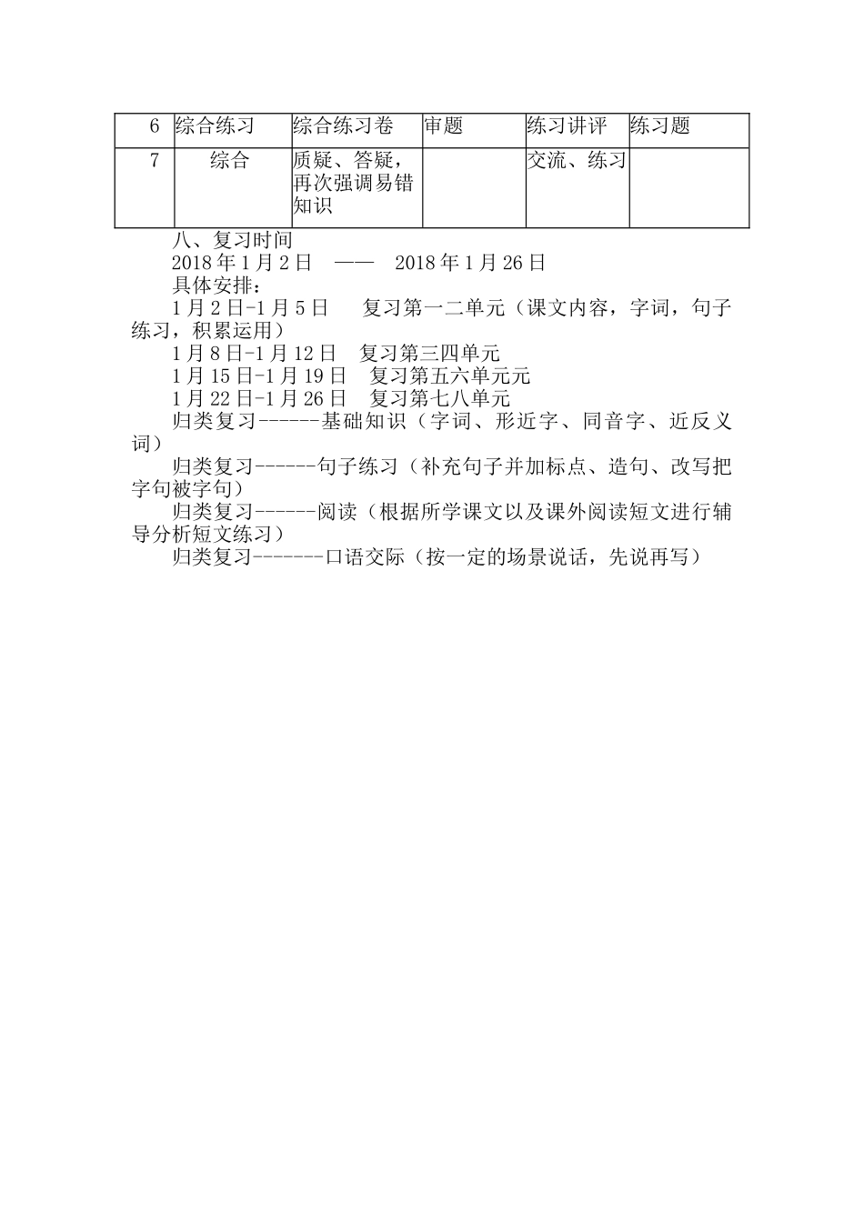 2017-2018学年二年级上册语文复习计划_第3页