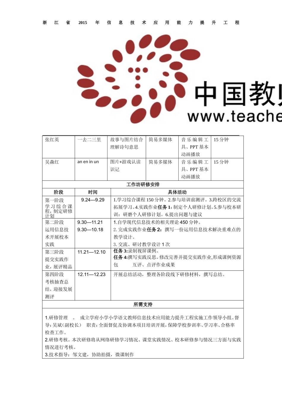 桐庐学府小学学科工作坊校本研修计划(学科工作坊坊主填写)_第2页