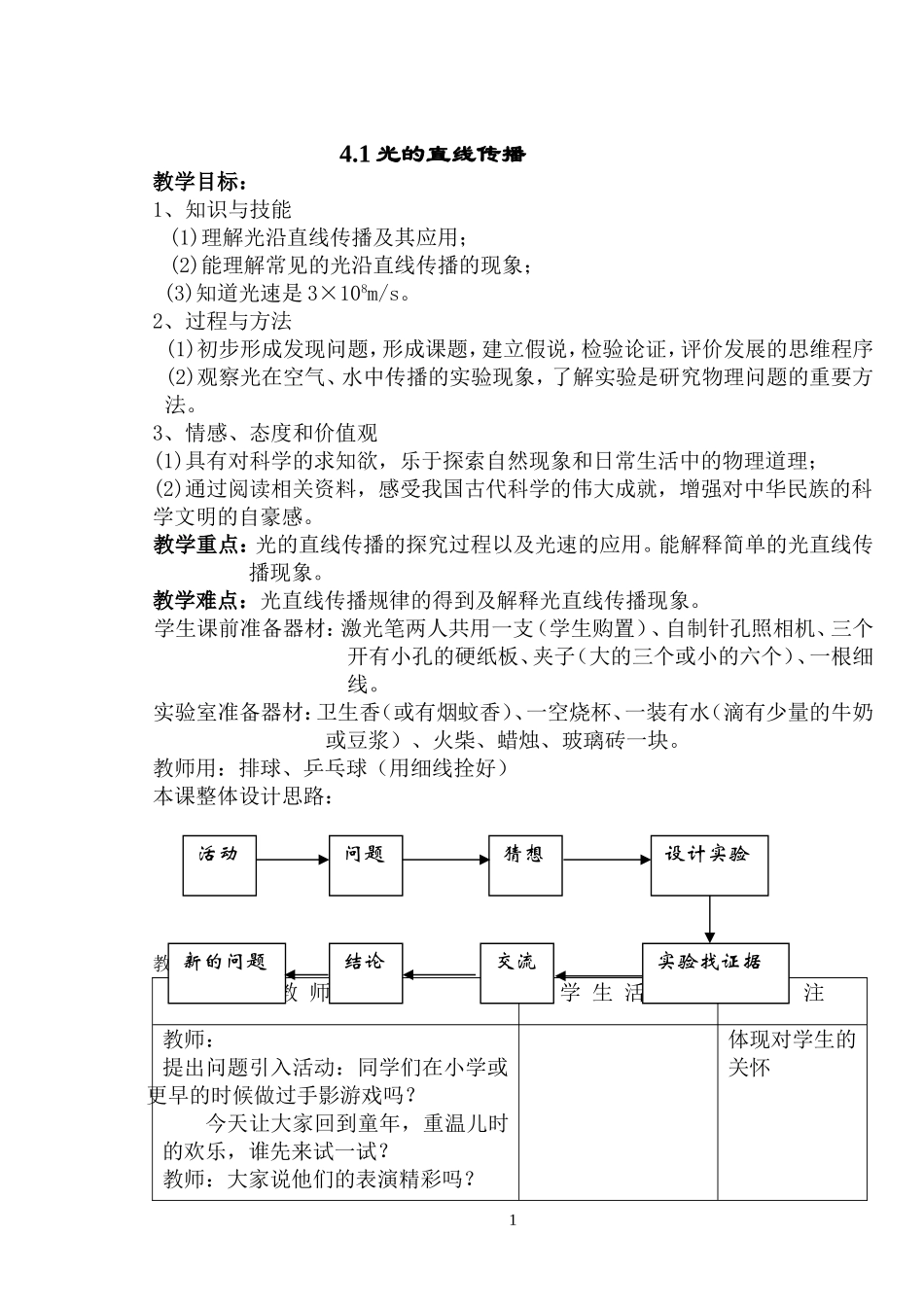 4、1-光的直线传播-教案_第1页