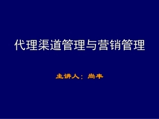 《代理渠道管理与营销管理》