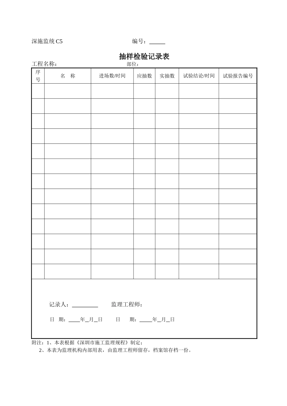 深施监统C5--抽样检验记录表_第1页