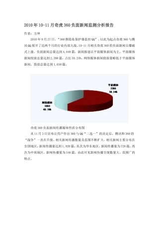2010年10-11月奇虎360负面新闻监测分析报告