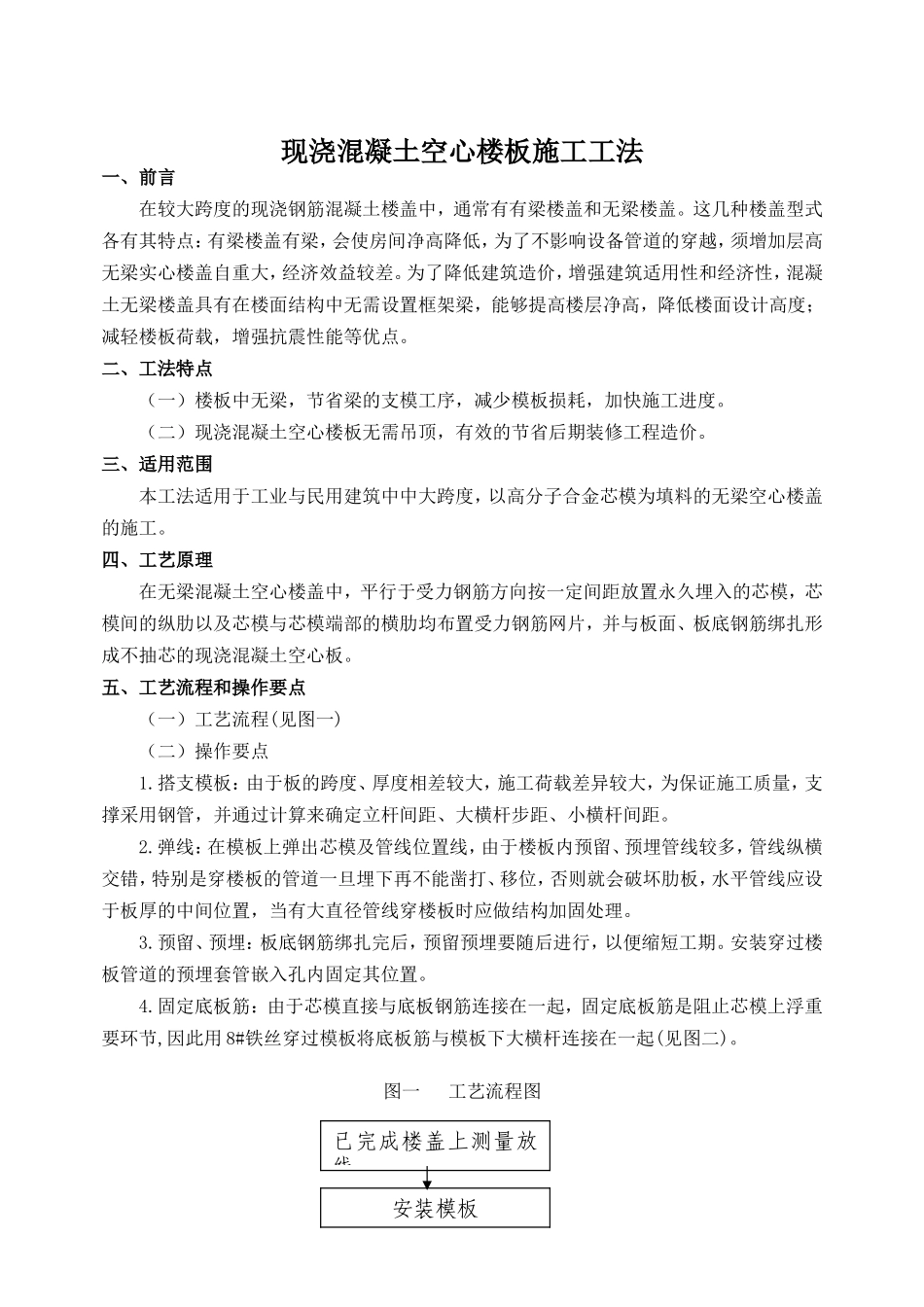 现浇混凝土空心楼板施工工法_第1页
