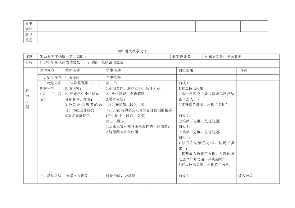 邹忌讽齐王纳谏教学设计_第2页