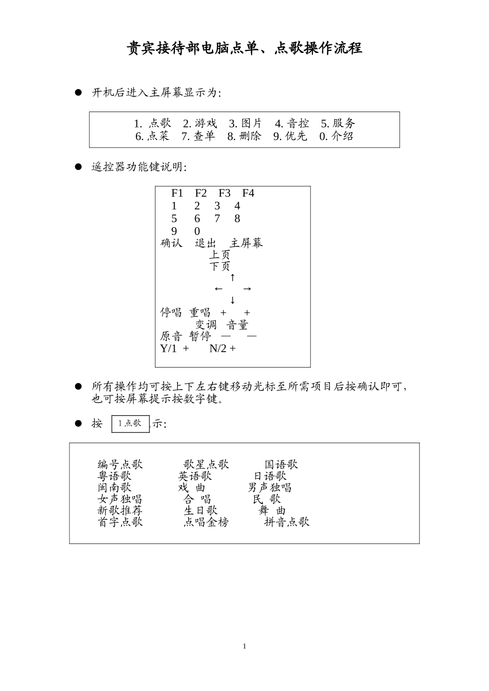 贵宾接待部电脑点单、点歌操作流程_第1页