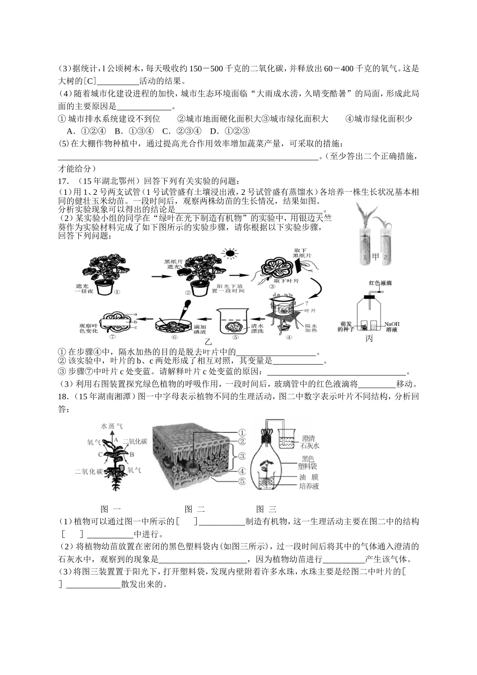 测试3绿色植物的生活方式_第3页