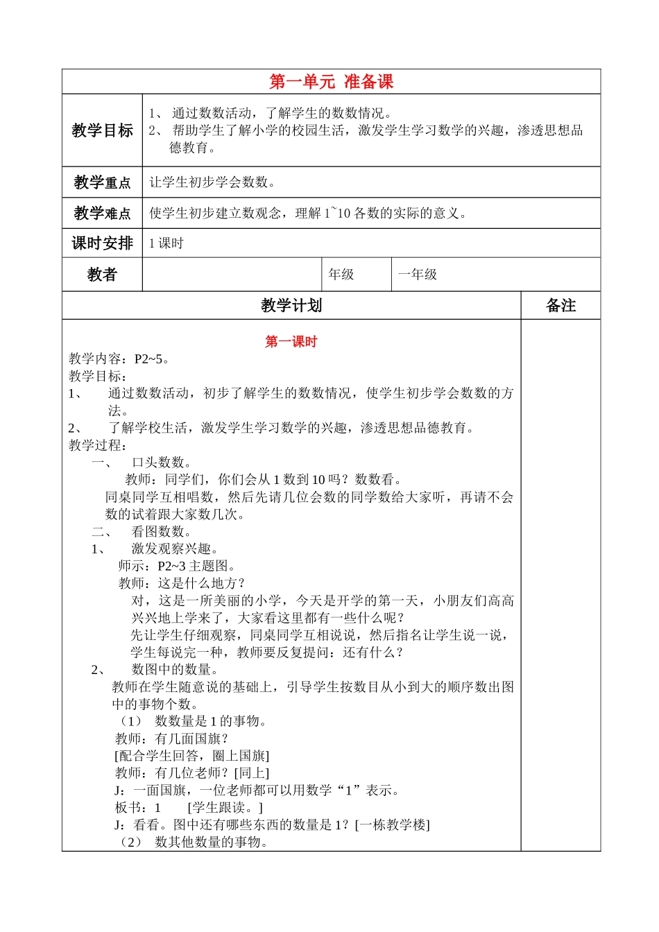 小学数学人教2011课标版一年级小学数学一年级上册第一单元数一数_第1页