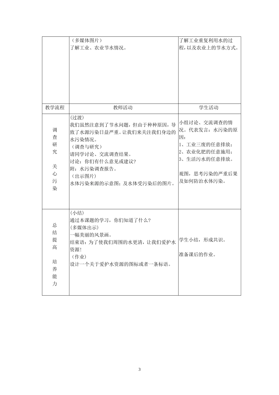 爱护水资源教学设计_第3页