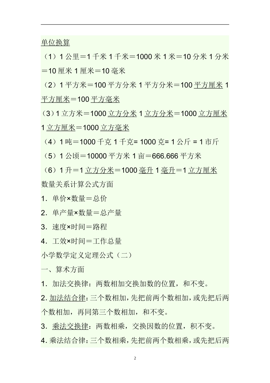 人教版小学数学定义定理公式_第2页