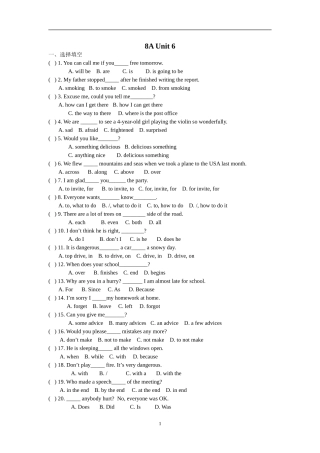 牛津英语8A-Unit6基础知识练习