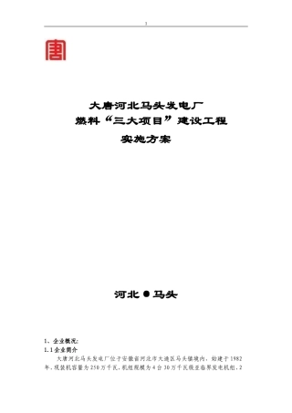 实施方案—大唐河发马头电厂燃料三大项目实施方案(定稿)