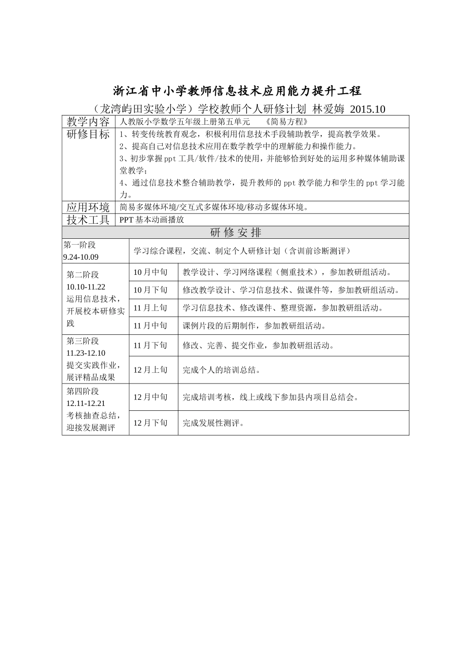 林爱娒个人信息技术研修计划_第1页