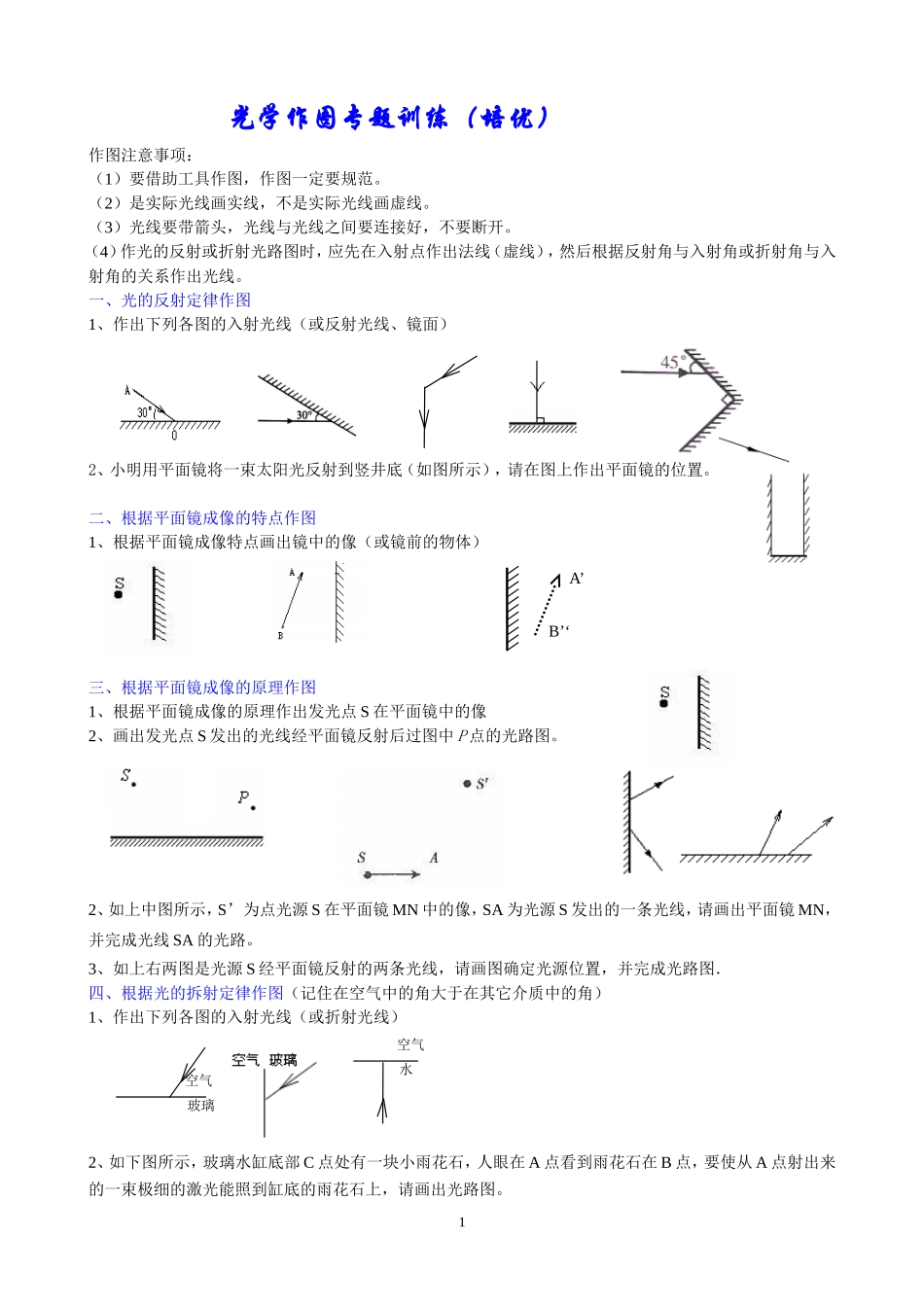 光学作图专题训练(培优)_第1页