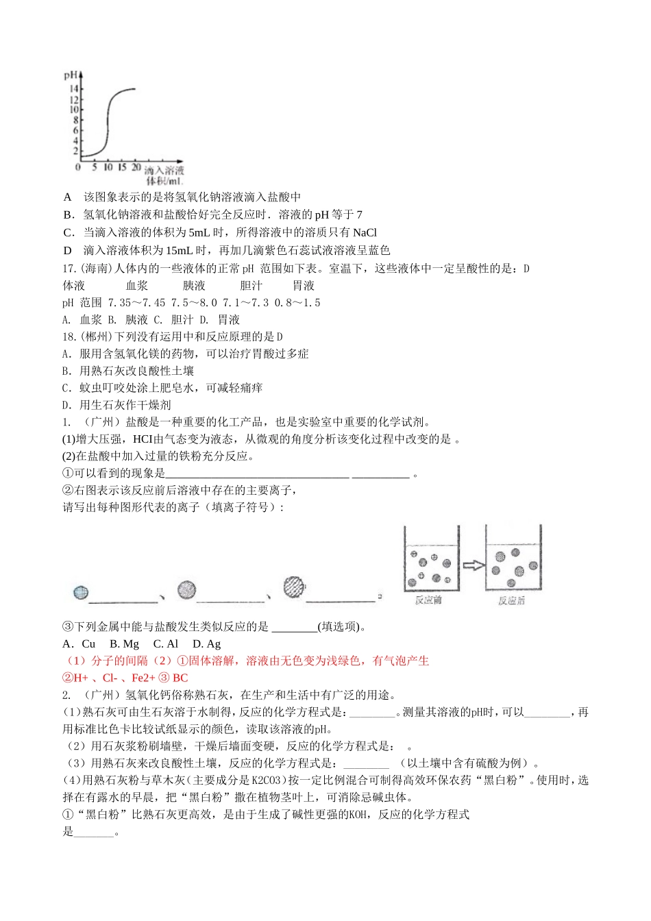 2015中考化学试题分类汇编——常见的酸和碱_第3页