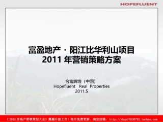 合富辉煌2011年5月富盈地产·阳江比华利山项目2011年营销策略方案