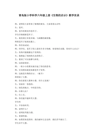 青岛版小学科学六年级上册《生物的启示》教学实录