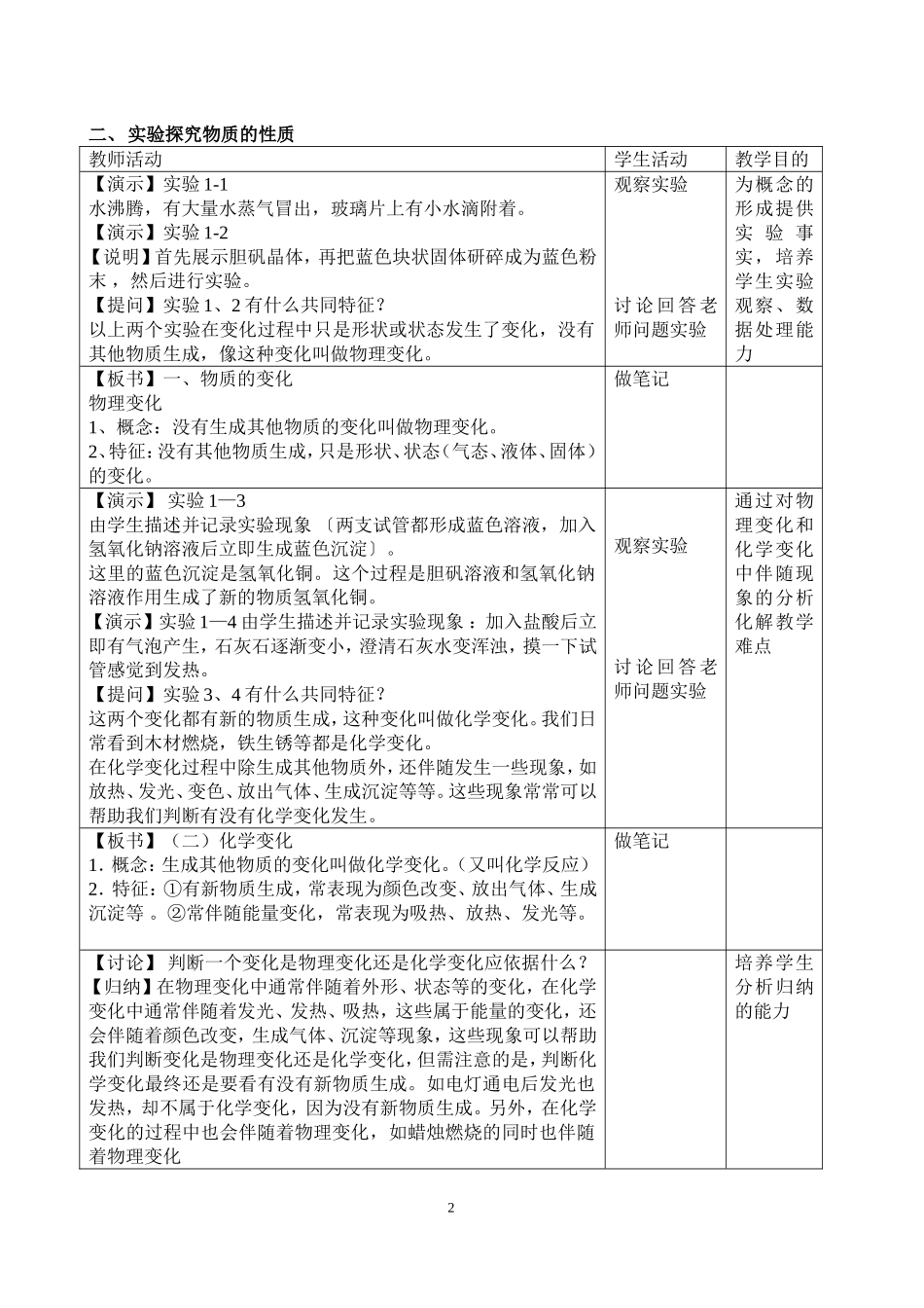 物质的变化和性质教案_第2页