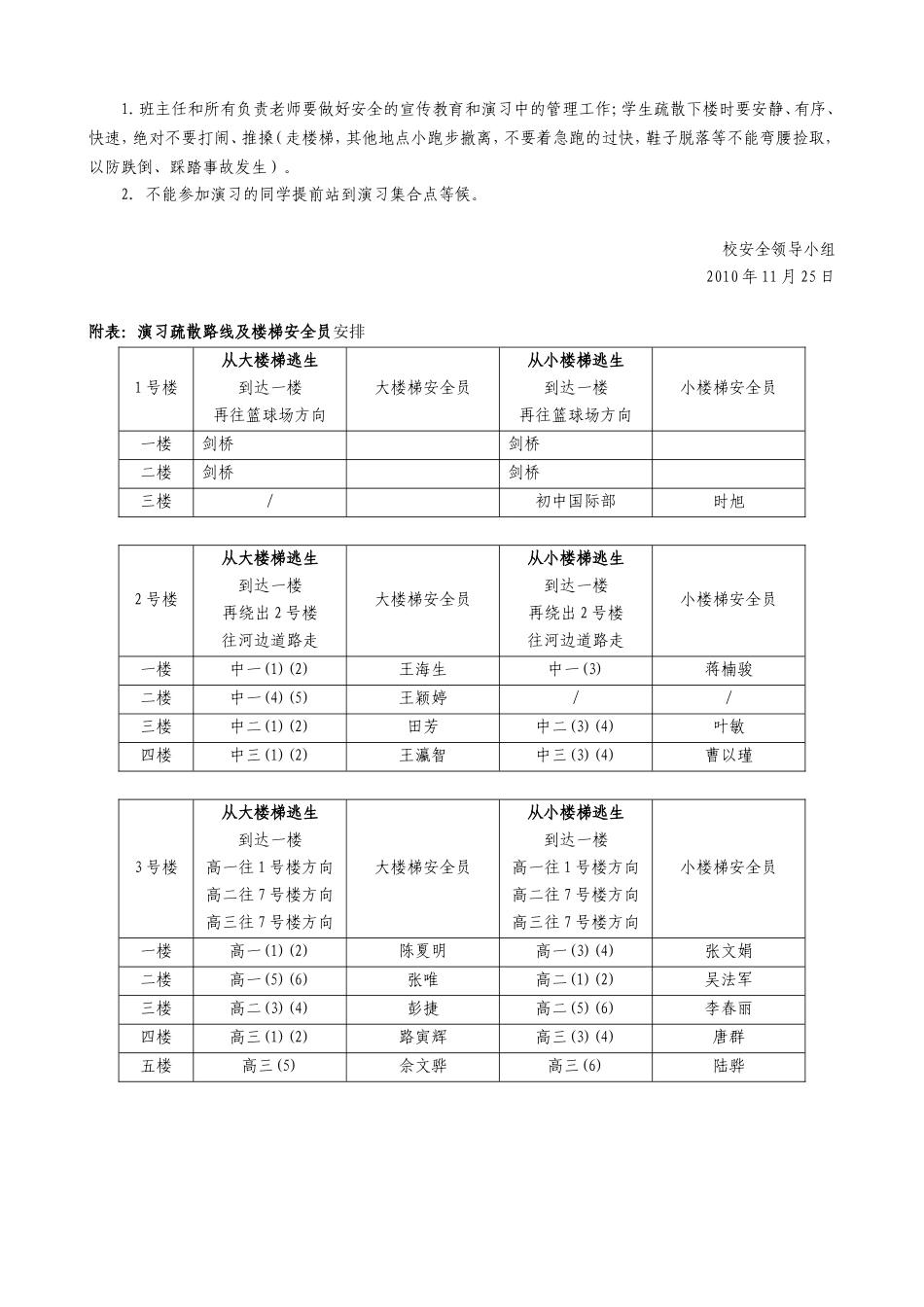 2010上海市实验学校教学楼消防逃生演习方案_第2页