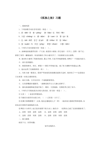 《孤独之旅》习题1