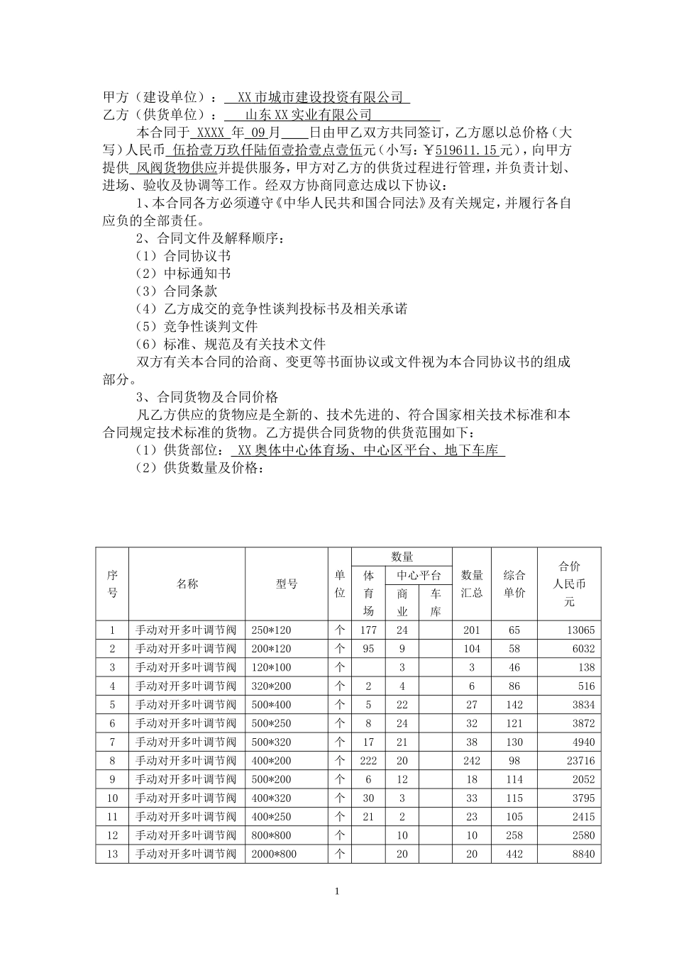 奥林匹克体育中心体育场车库及中心平台风阀供应合同_第2页