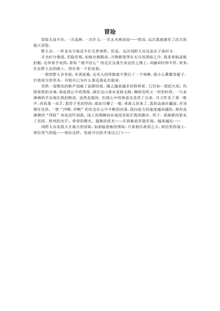 《捅马蜂窝》拓展-《冒险》