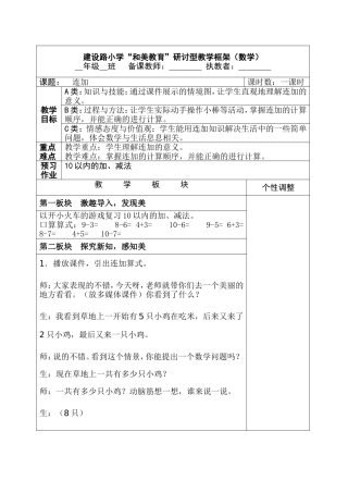 数学和美教育研讨型教学框架模板