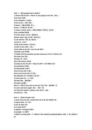 八年级下册英语复习提纲2013