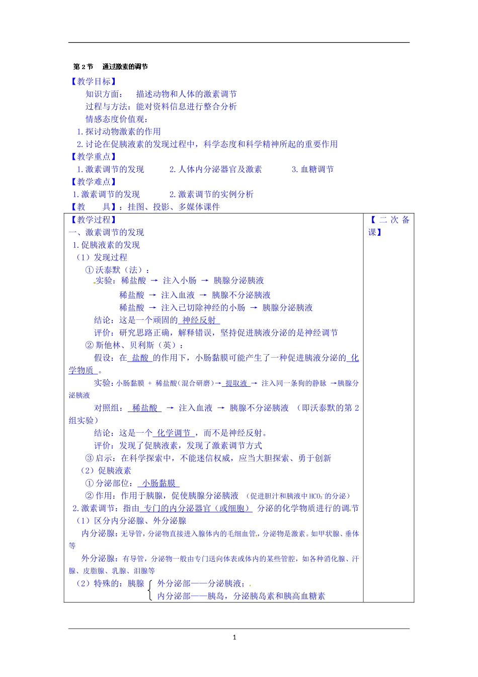 必修3《2.2通过激素的调节》第1课时_第1页