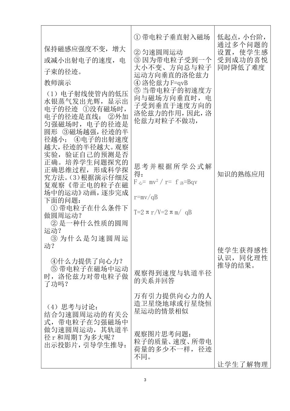带电粒子在磁场中的运动教学设计方案_第3页