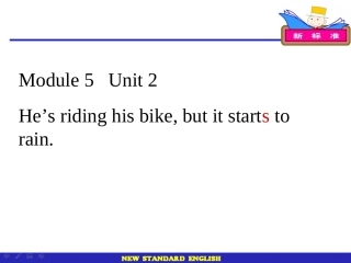 六年级下册He's-riding-his-bike-but--it-starts-to-rain.