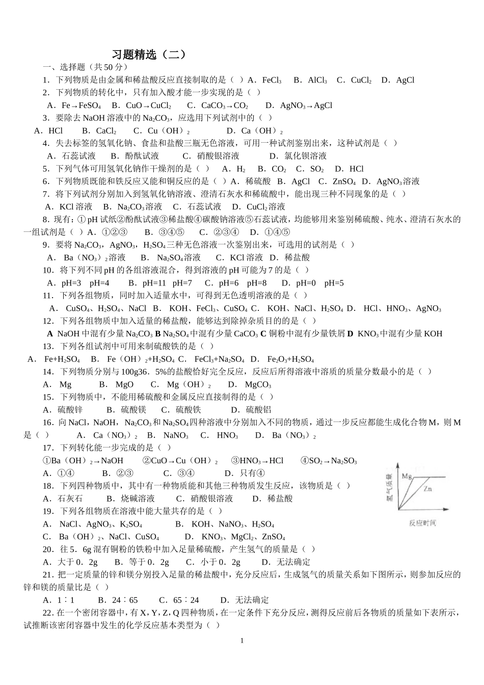酸碱盐习题(二)_第1页
