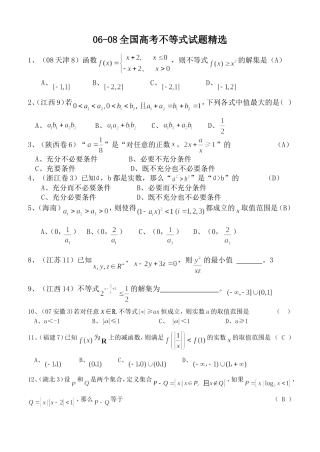 高中数学0608年全国高考不等式习题精选
