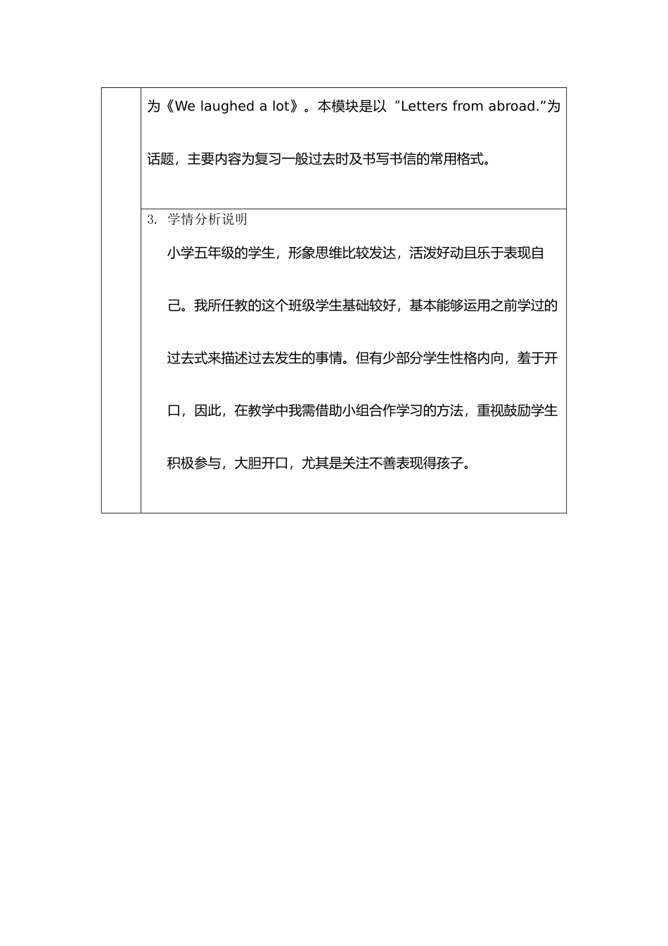 Module9-Unit1-We-laughed-a-lot.学习起点与学习任务分析单_第2页