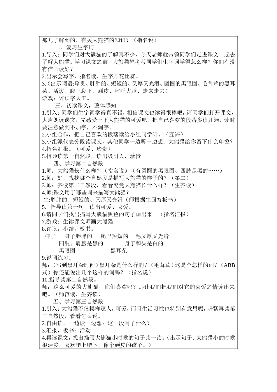 大熊猫教学设计(教案)模板.doc_第2页