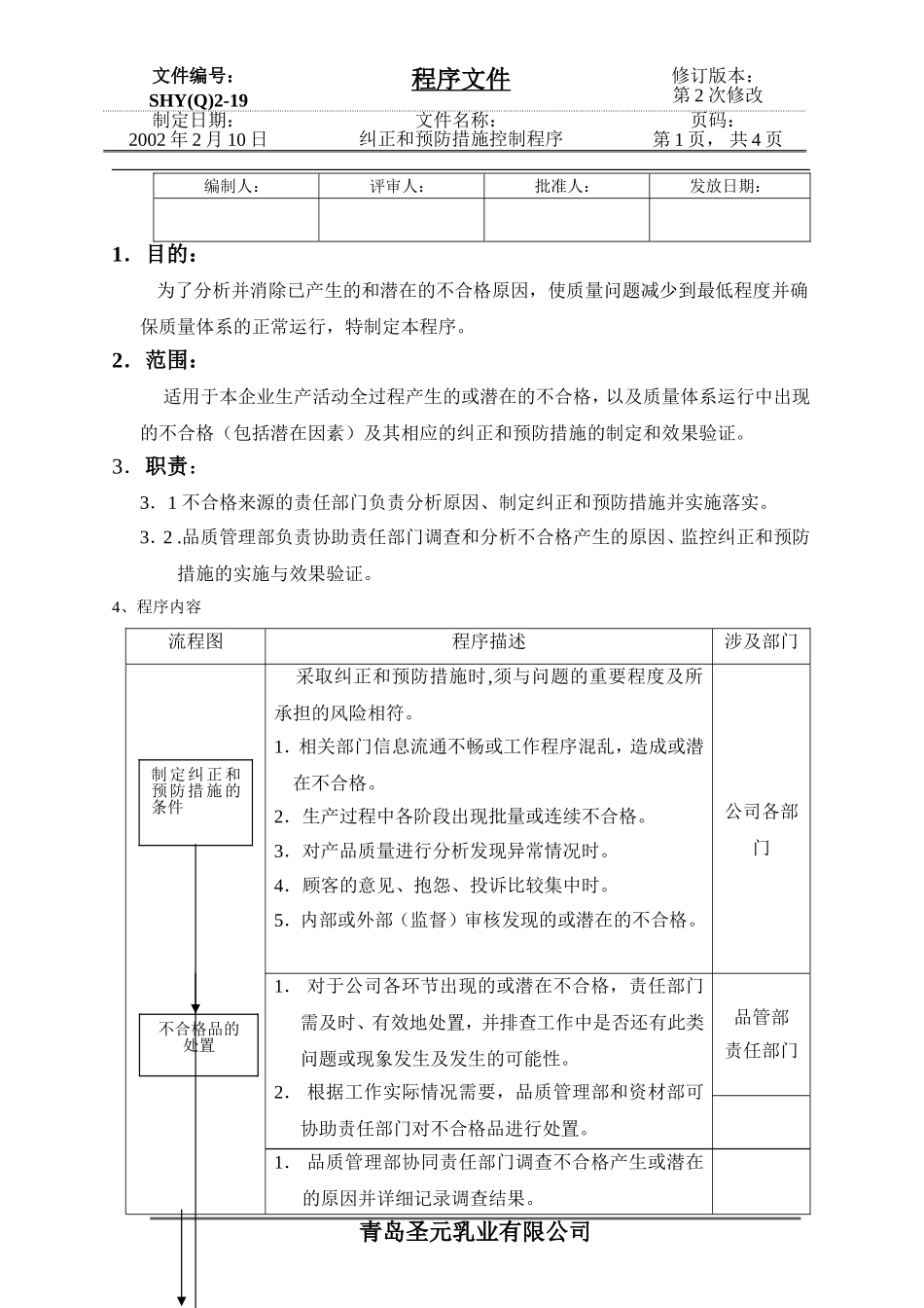 (18)纠正与预防措施控制程序-青岛某企业_第1页
