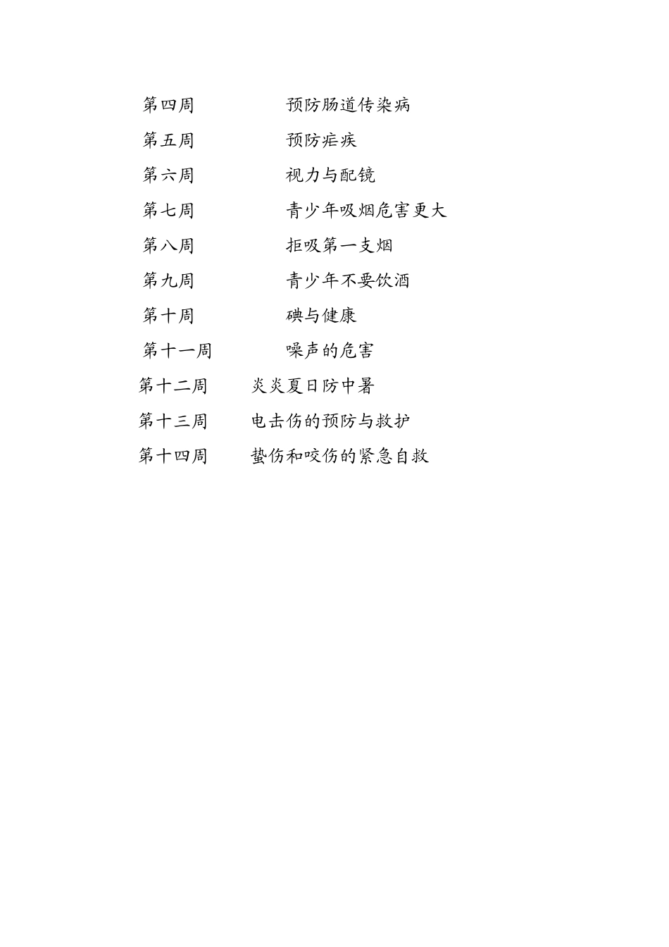 五年级下册健康教育教学工作计划_第2页