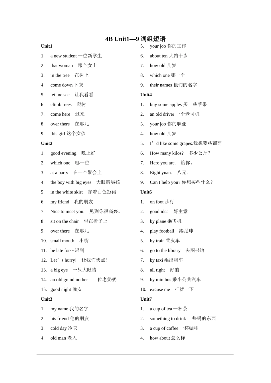 4B-Unit1—9词组短语_第1页