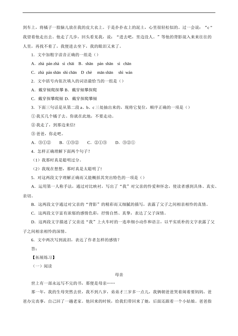 《背影》-同步测试5_第3页