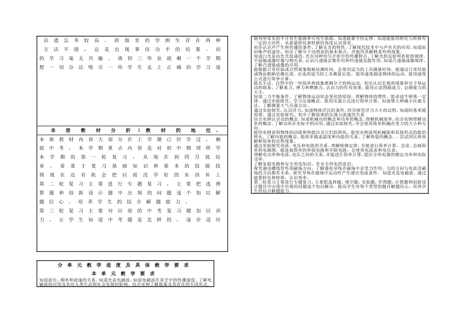 九(1)下物理学科教学计划1_第2页