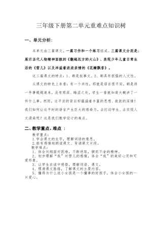 三年级下册第二单元重难点知识树