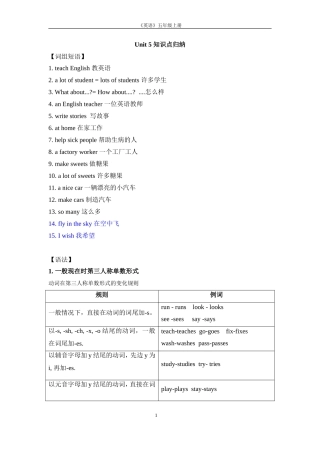 五上Unit5知识点总结
