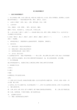 小学语文阅读答题技巧